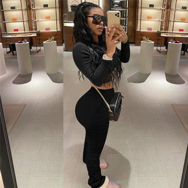 

color 2pcs sets pencil pants long sleeve womens clothes casual suits reset 2020 womens designer tracksuits solid, White
