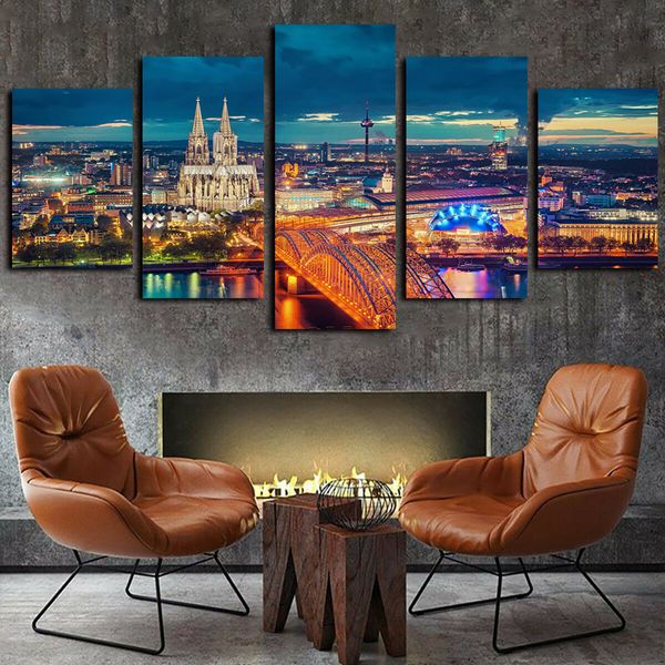 2019 Cologne Cathedral Hohenzollern Bridge Landscape City Lights Prints And Posters Paintings Giclee Canvas Oil Painting For Wall Decor From