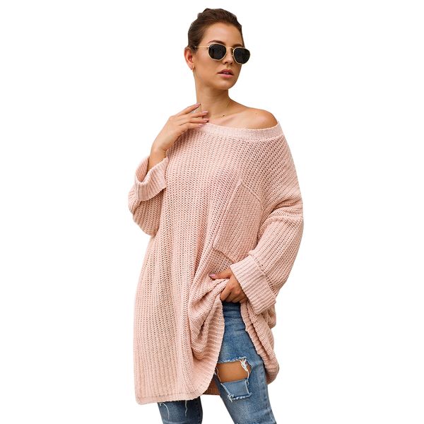 

insinbobo slash neck solid women sweaters pullovers loose knitted autumn winter clothing casual pullovers plus size pull vd3101, White;black