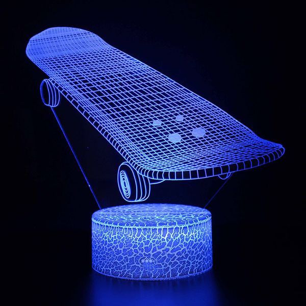 

x games fans gift night lights skateboard model touching led lamps home fashion decor 3d illusion lights with remote control