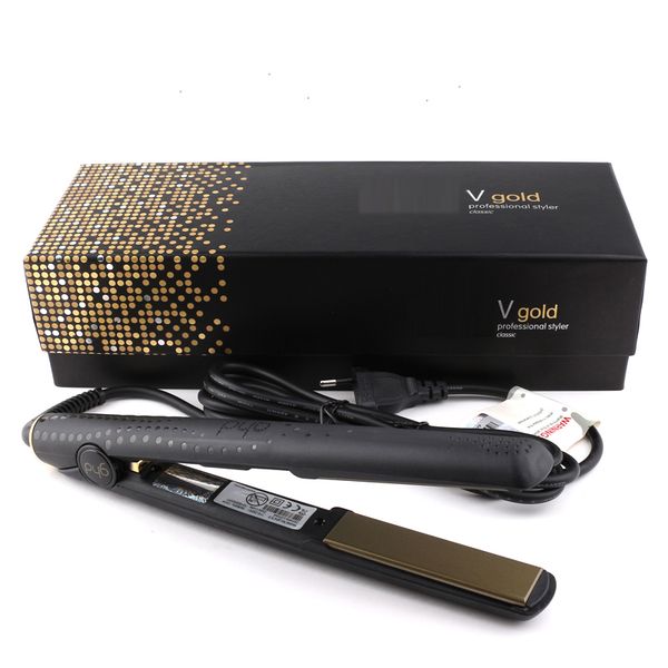 

professional v gold professional hair straightener eu plug with retail box dhl fast ship in stock hair styling tools dhl, Black