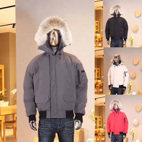 

зима вниз ветровки толстовка канада bomber wolf меховые куртки молнии конструктора куртки мужские chilliwackbomber теплые пальто открытый pa, Black