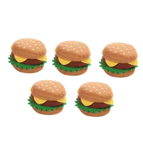 

5 pieces squeaky hamburger dog pet toy plush