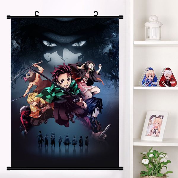 

japanese anime demon slayer: kimetsu no yaiba kamado tanjirou kamado nezuko wall scroll poster wall hanging poster home decor