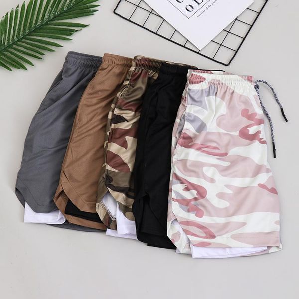 

новые быстросохнущие мужские шорты тренировочные упражнения шорты для бега двухслойный дышащий материал тренировочные брюки спортивная одежд, White;black