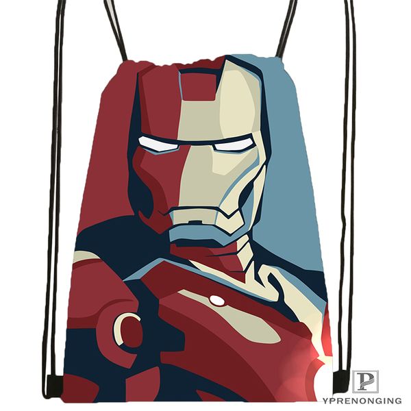 

custom iron man drawstring backpack bag for man woman cute daypack kids satchel (black back) 31x40cm#180531-01-21