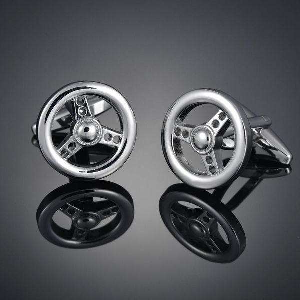 

box silver car steering wheel cufflinks french long sleeve shirt with studs and cufflinks, Silver;golden