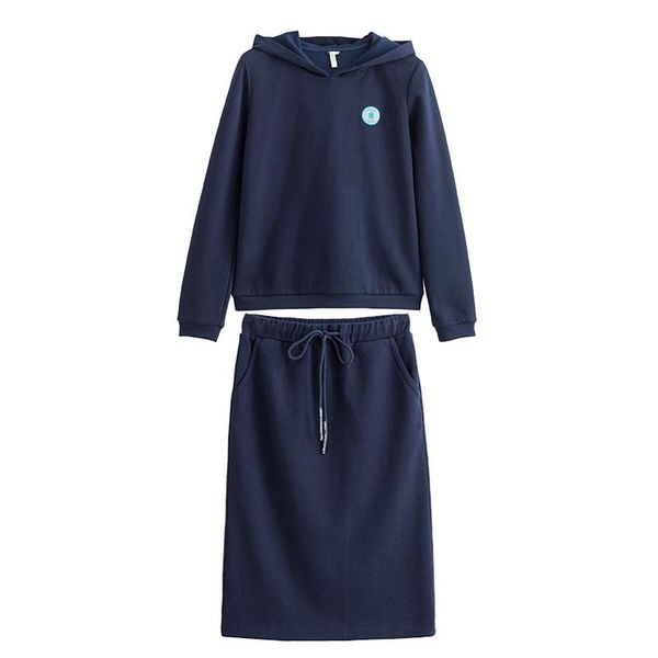 

spring clothes leisure tracksuit solid color hoodies middle -skirt women fashion new clothing female new fine, Gray