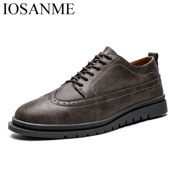

italian leather men casual shoes designer brogue oxford trend male dress work moccasins homme dress office classsic flat for men, Black