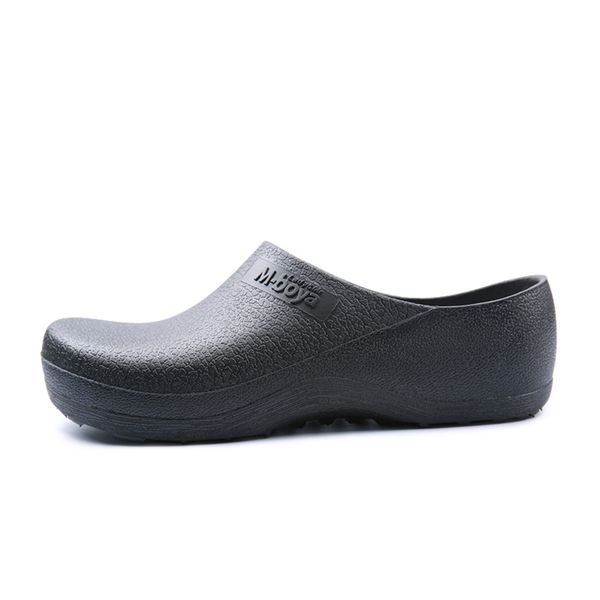 

l kitchen clogs non-slip chef shoes casual flat work shoes breathable resistant kitchen cook working shoes size plus 37-46, Black