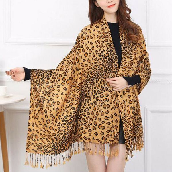 

women lady leopard print vintage scarf large shawls elegant fashion tassels stitching long soft wrap scarf shawl scarves, Blue;gray