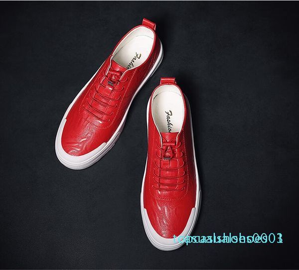 

european station men's shoes 2019 new small white shoes male korean version of the wild flat leather lace casual shoes c01 t03, Black