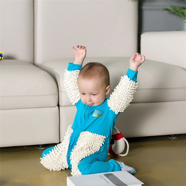 

baby jumpsuit one-piece mop suit baby romper children's clothing zipper, Blue