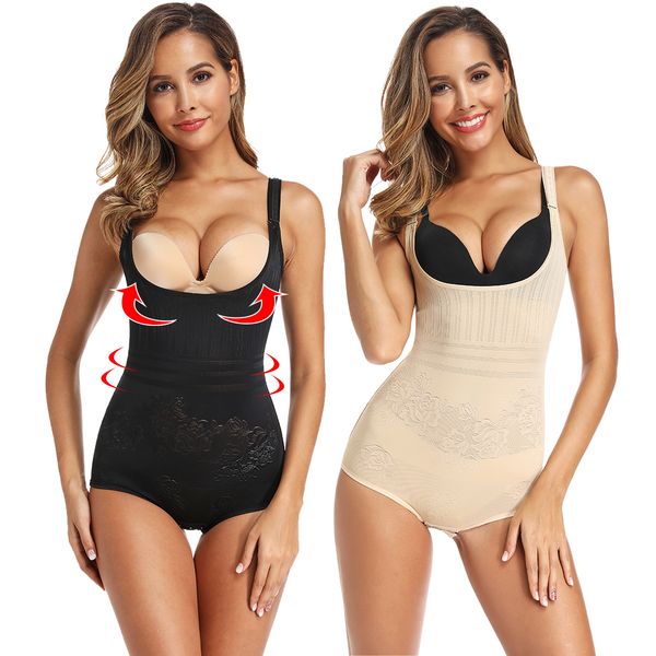 

full body shaper lady seamless panties briefs fat burnner tummy shapewear slim bodysuit women underwear vest bodysuits jumpsuit, Black;white