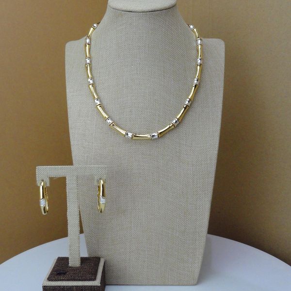 

yuminglai latest design dubai costume jewelry sets necklace and earrings fhk7303, Silver