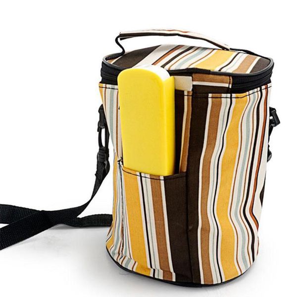 

lunch bag waterproof cooler pouch outdoor picnic extra large accessories hiking thermal insulated portable striped office, Blue;pink