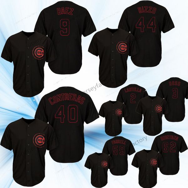 

Custom Cubs 40 Willson Contreras 41 Steve Cishek 44 Anthony Rizzo 46 Pedro Strop 56 Kyle Ryan 62 Jose Quintana Chicago Baseball Jersey Black