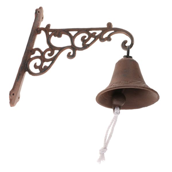 

vintage brown metal iron doorbell wall mounted garden decoration vintage style