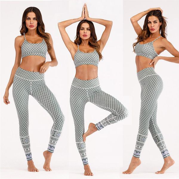

women fashion fitness clothes lattice print bra tight-fitting standard all seasons pants sports, casual set, White;black