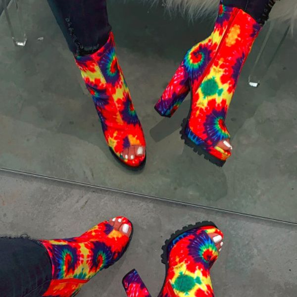 

new women zip peep toe leopard ankle boots new ladies snake pattern platform thick high heels female fashion spring shoes women, Black