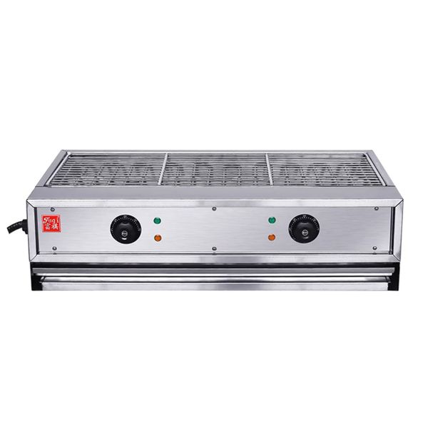 

camp kitchen commercial electric grill bbq pan double temperature control smokeless stainless steel charbroiler barbecue oven ed-770