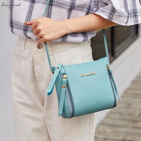 

women fashion crossbody bag casual solid color single shoulder satchel zipper mini messenger bag pu leather pu purses and handbags