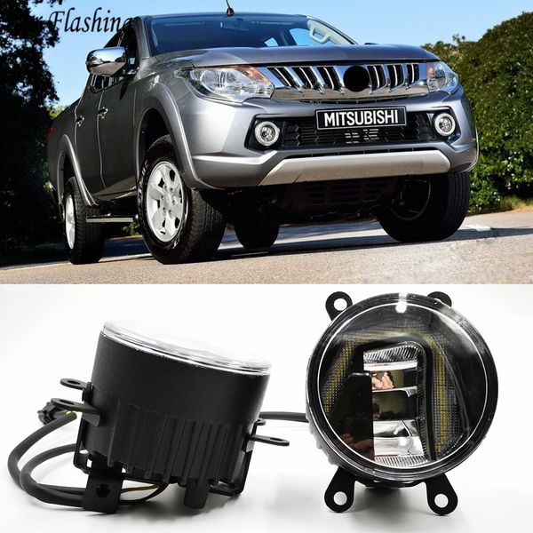 

3-in-1 functions led for mitsubishi triton l200 2013 - 2018 drl daytime running light car projector fog lamp with yellow signal