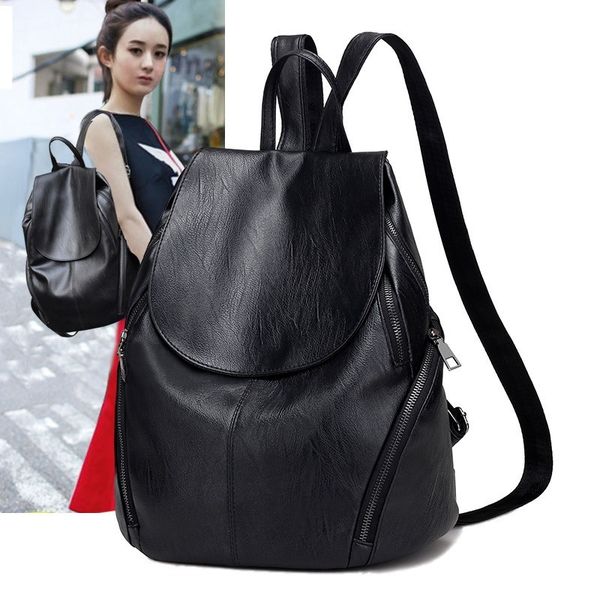 

ladies backpack leather bag 2020 new backpack female star celebrity style bag sheepskin sale