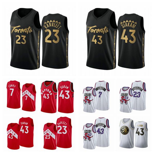 

men youth toronto raptors 7 lowry 23 vanvleet 43 siakam white red black 2019/20 city edition nba swingman jersey01, Black;red