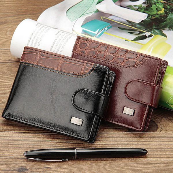 

business short men wallets leather hasp men purse with coin pocket male money bag clutch card holder wallet cuzdan, Red;black