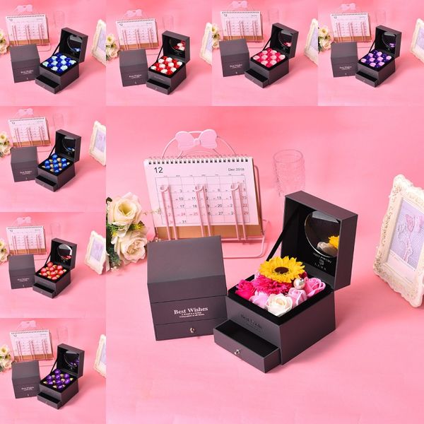 

soap rose flower double drawer wood necklace gift box girl valentine jewelry gift box cosmetic organizer mother birthday gift box