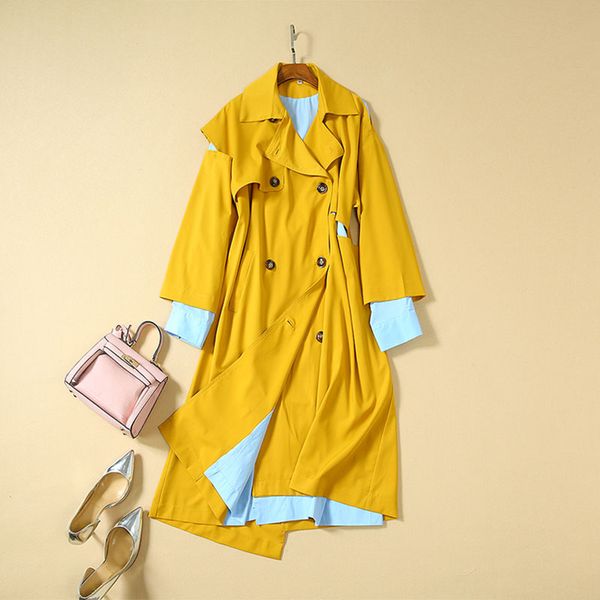 

fashion 2019 stylish designer trench women's asymmetrical trench coat, Tan;black