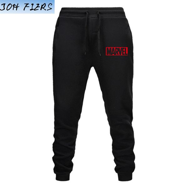 

2019 new men joggers marvel brand male trousers casual pants sweatpants jogger grey casual elastic cotton gyms fitness workout, Black