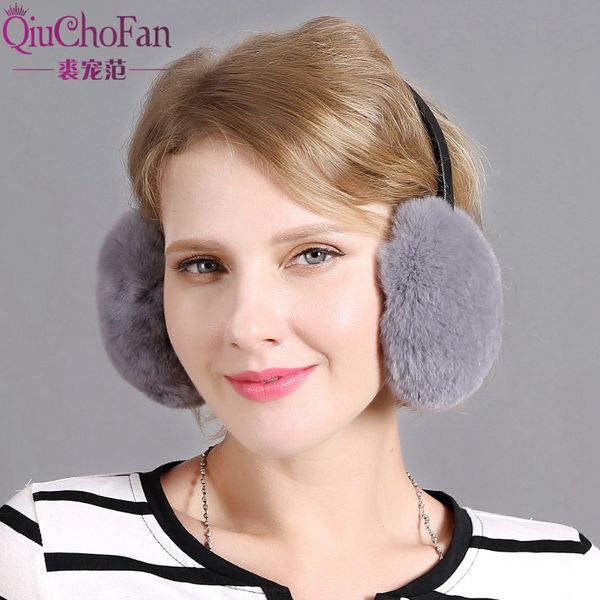 

real rex fur earmuffs woman fur earmuff christmas gift cute ear warmer winter warm earmuffs ing, Blue;gray