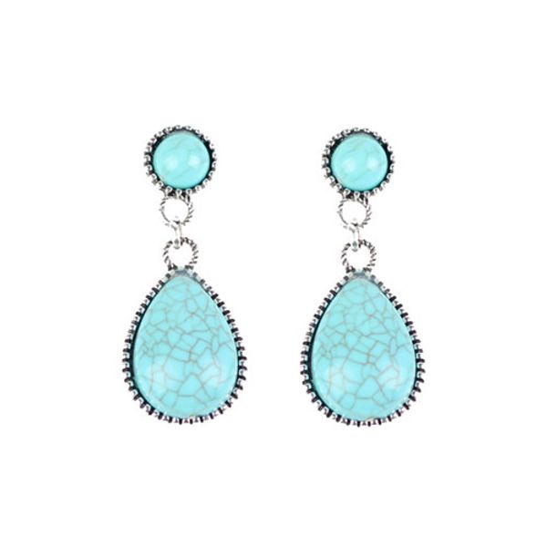 

оптовая продажа 10 пар посеребренный слой капли воды зеленый бирюзовый камень серьги стержня для женщин мода ювелирные изделия, Golden;silver