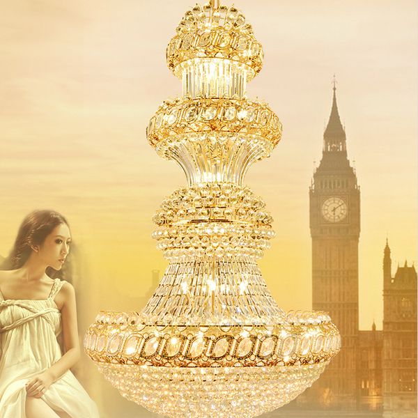 

led modern european crystal chandeliers lights fixture american chandelier big long l lobby home indoor lighting dia80cm/100cm/120cm