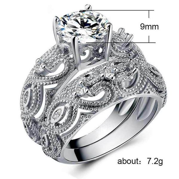 

new baroque luxury victoria design multi diamonds rings band with vintage cz stones for women wedding engagement ring sets, Silver