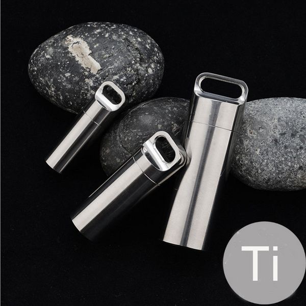 

outdoor edc cnc titanium ti portable airtight container key chain waterproof charm pendant pill storage camping travel survival tool