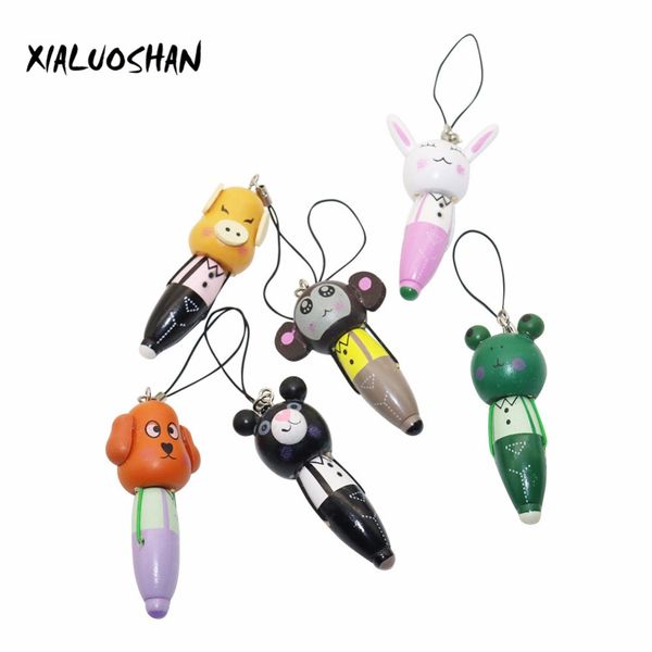 

6 pcs/lot wood ballpoint pen animal portable ballpen novelty wedding gift caneta stationary office material school supplies, Blue;orange