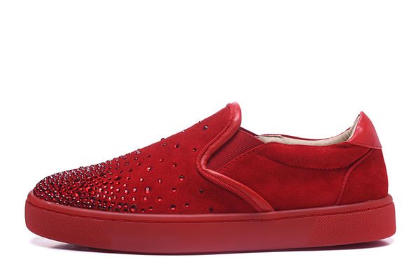 

loafers red dress bottoms women shoes studded suede leather brand spikes designer rivets luxury boat flats casual ladies mens soles fas poah, Black