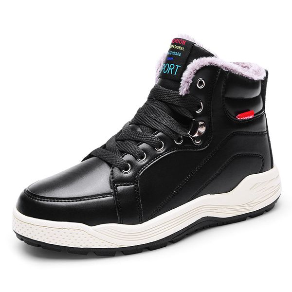 

new warm men winter boots for men warm fur waterproof rain boots shoes plush men's ankle snow boot botas masculina, Black
