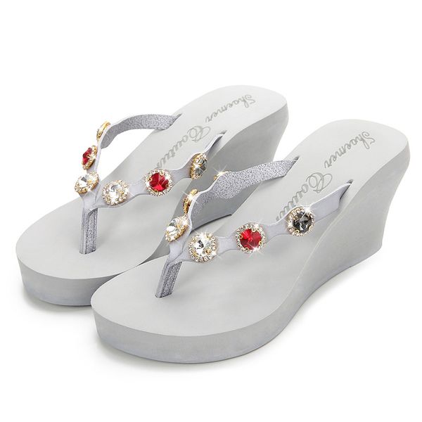 

2020 summer fashion sandals shoes women beach summer high heels sandals slipper indoor outdoor flip-flop female slippers, Black