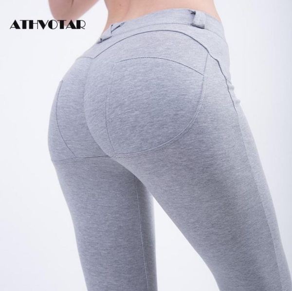 

athvotar women low waist leggings push up ankle length fitness leggings fashion workout female elastic silm jeggings leggins, Black