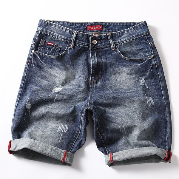 

2019 summer new style thin straight loose large size denim shorts men's fashion casual cotton jeans 28-40, Blue
