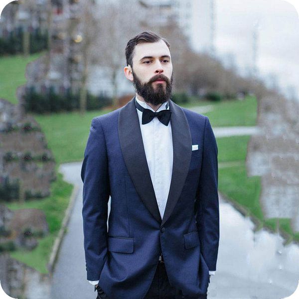 

blue groom wedding tuxedo black shawl lapel groomsmen man suits blazer jacket pants 2piece slim fit terno masculino costume homme prom party, Black;gray