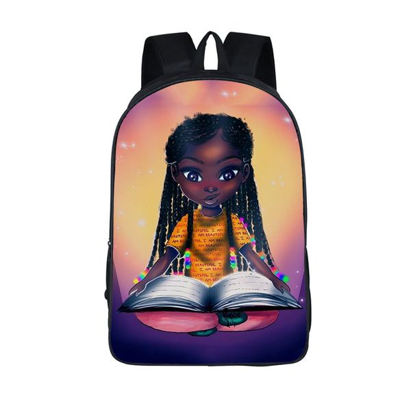 

african brown girls backpack for teenager afro girls daypack children school bags lapbackpack student bags kids book bag
