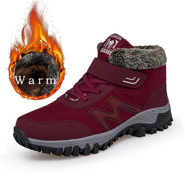 

2020 new women snow boots fur plush winter ankle boot platform shoes female couple outdoor walking shoes warm waterproof boots, Black
