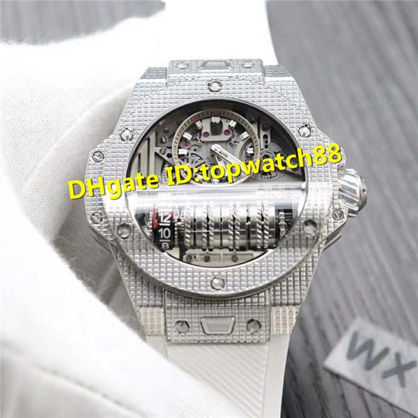 

Wx de igner watche wi automatic apphire cry tal carbon fiber ca e rubber trap tran parent ca e back men watch