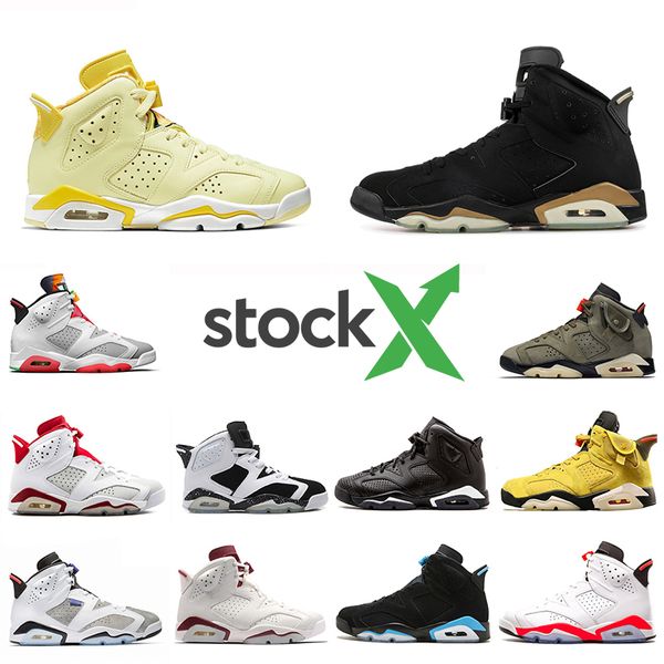 

new arrived travis scotts 6 og cactus jack glow in dark 3m reflective army green men designer basketball shoes 6s sports sneakers, White;red