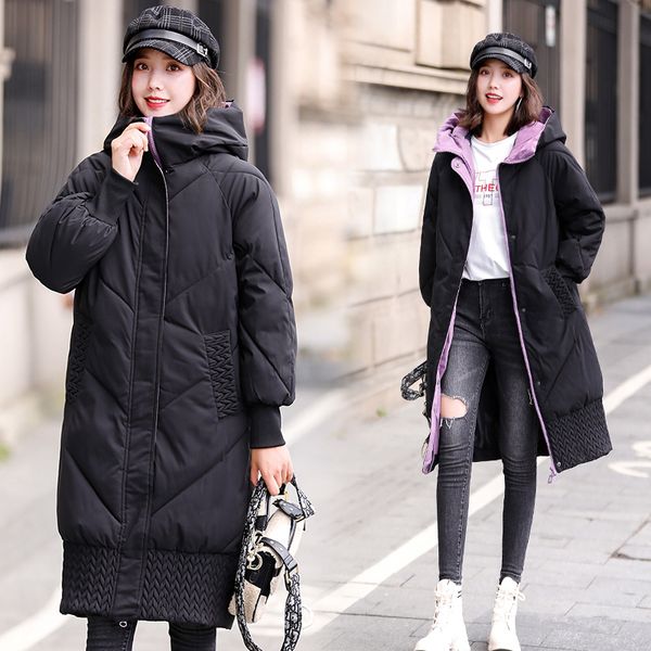 

2019 cotton liner warm coat and waterproof jacket women plus size l-5xl long coat female winter big fur hooded parka mujer coats, Black